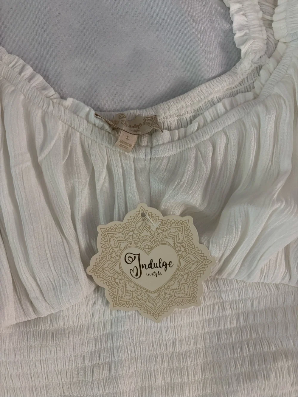 Indulge NWT White Ruffled Puff Sleeve Tiered Dress